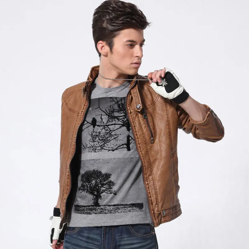 Мужские мотоциклетные кожаные куртки 2020 Новая модная брендовая мужская