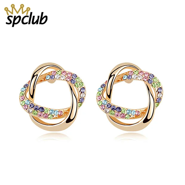 Элегантный дизайн серьги для женщин цвета шампанского золотой цветок кристалл