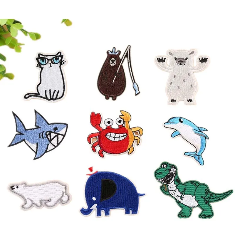 Милые нашивки в форме животных с медведем моющиеся железные для футболки детский