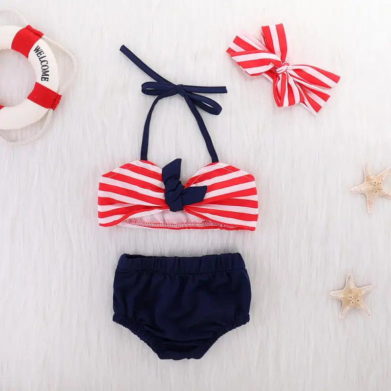 2018 милый матрос ребенок купальник бикини Купальники высокой талией для детей