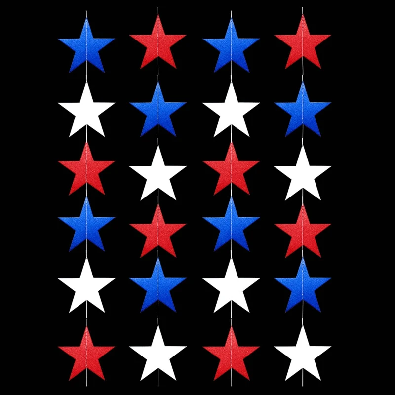 4th of July США Бумага звезда гирлянды и формирующая листы для кровли 4 м длинной цепи