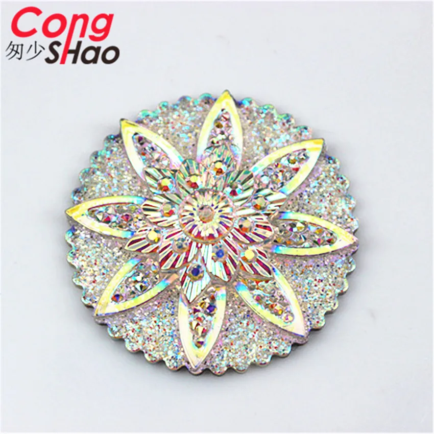Cong shao 30 шт. 30 мм AB круглые цветы смолы горный хрусталь аппликация Flatback камни и кристаллы кнопки для рукоделия одежды DIY CS528