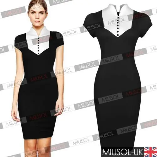 Black White Short Sleeve Summer Women stitching Wrap Vestidos Pencil Dress Vestido De Festa Plus Size Work Ladies Dresses | Женская