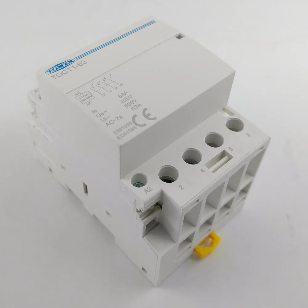 TOCT1 4P 63A 110V Катушка 400V~ 50/60HZ Din rail бытовой ac Контактор В соответствии с стандартом 4NO или 2NO 2NC контакторы