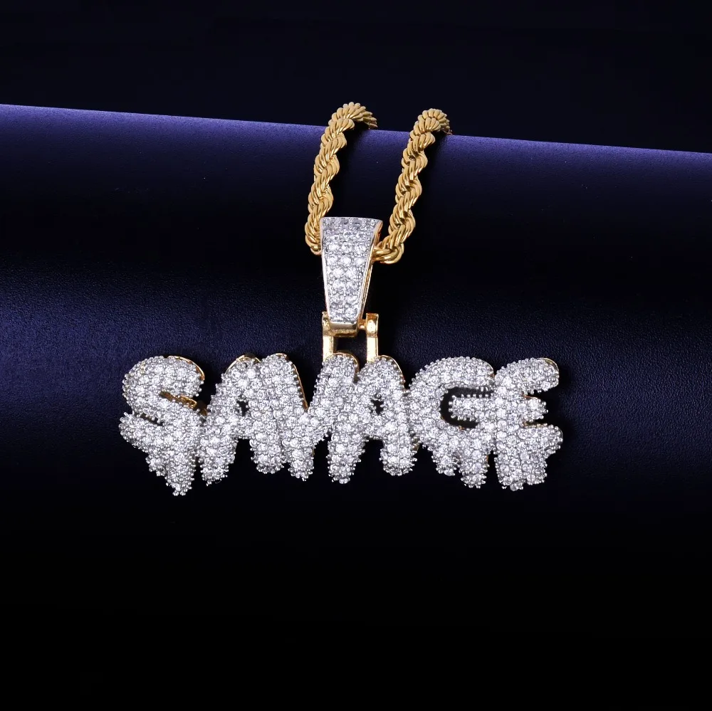 Буквы Комбинируемые подвески с теннисная Цепочка Золото Серебро Цвет Bling кубический циркон мужские хип хоп ожерелье ювелирные изделия для подарка