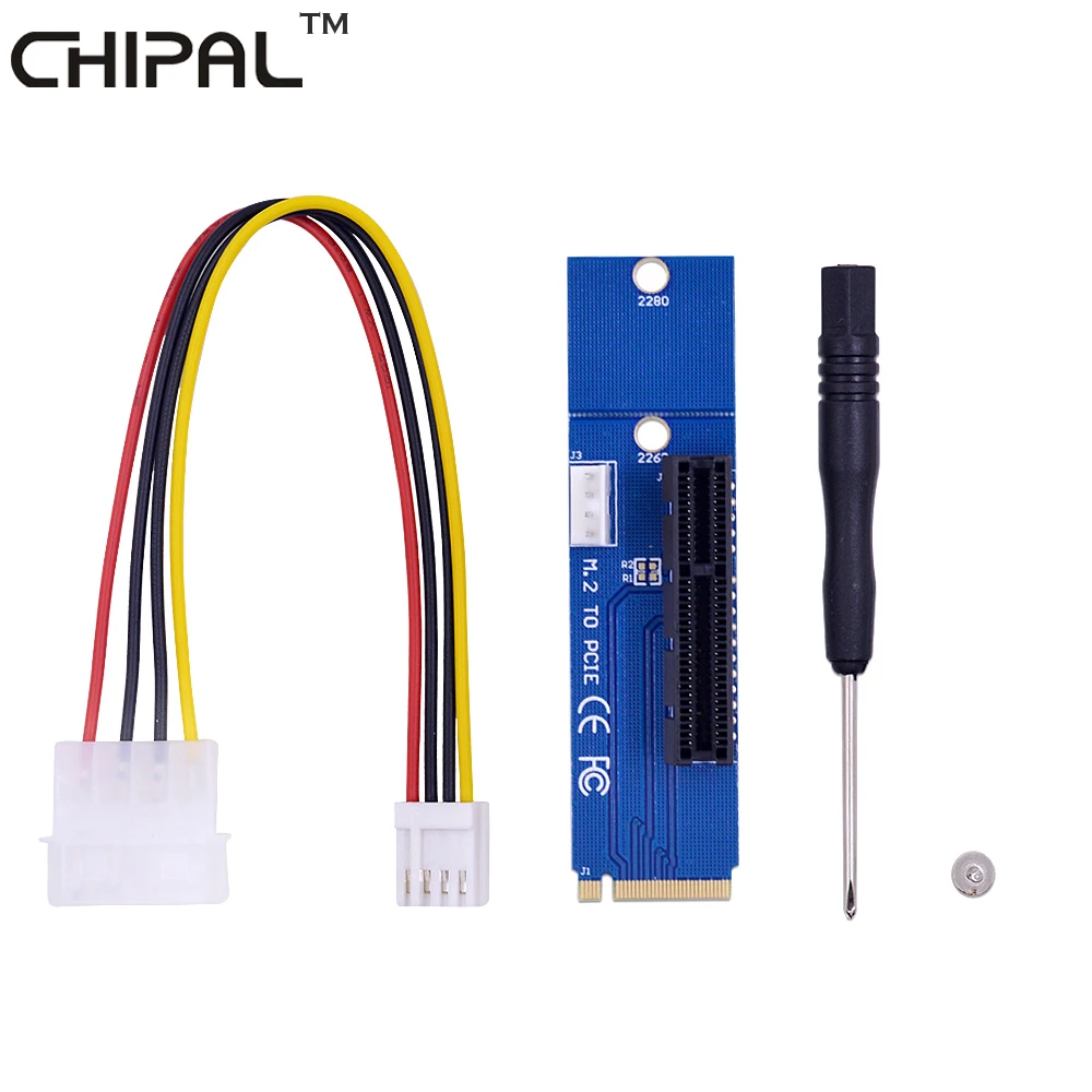Адаптер CHIPAL PCI E 4X Мама к NGFF M.2 папа e 1x 4x с кабелем питания для майнера BTC|pci-e 1x|ngff