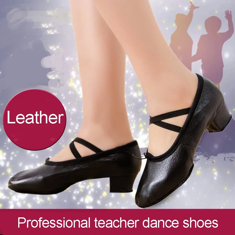 New Leather Stretch Jazz Dance Shoes For Women Ballet Dancing Shoe Teachers's Dance Sandals Excercise Shoe