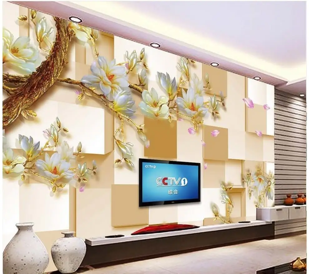 3d настенные фрески обои сетка Орхидея фон Стена цвет резьба росписи на заказ фото