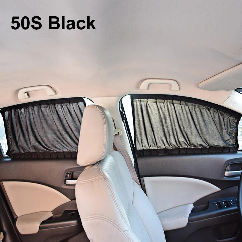 Black 50S 1 комплект солнцезащитный козырек для боковых окон автомобиля, солнцезащитный козырек для автомобиля, эластичные жалюзи, чехол на заднее лобовое стекло, УФ Защита от солнца, автомобильные аксессуары - Цвет: Black 50S