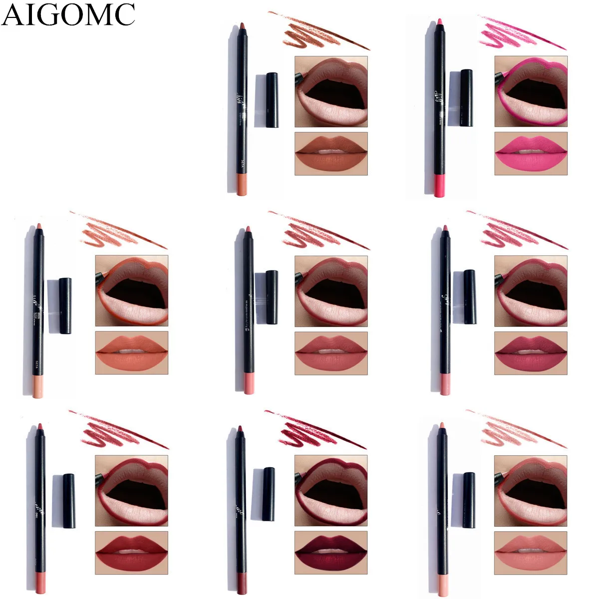 

Aigomc 1pc Professional Matte Pencil Lip Liner Waterproof Pencils for Lips Long Lasting Lipliner Makeup Pen Cosmetic