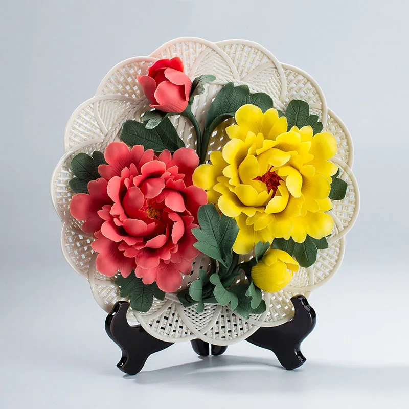 Art 3D Flower Ceramic Decor Plate Sitting Plates / Home Living Room Adornment Crafts Ornaments Dish Saucer As Wedding Gifts | Дом и сад