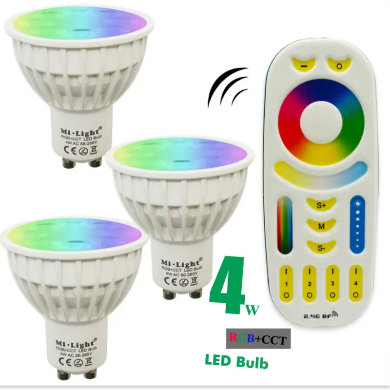 Ми свет затемнения светодиодный Светодиодная лампа 4 Вт MR16 GU10 RGB CCT (2700-6500 K) лампы