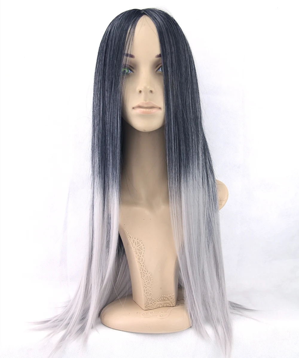 6 цветов длинные прямые волосы Омбре парик термостойкие волокна синтетические