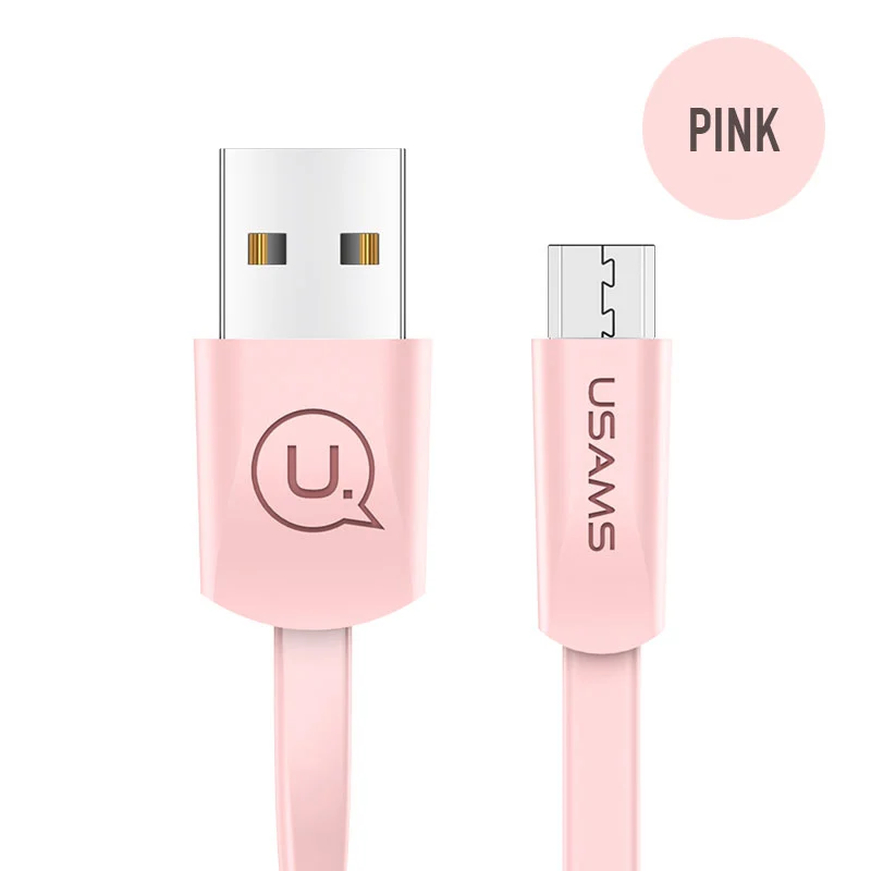 USAMS 3 шт./упак. Micro USB кабель для xiaomi redmi note 5, 2A мобильный телефонный кабель Microusb для xiaomi redmi 5 кабель зарядного устройства - Цвет: Pink