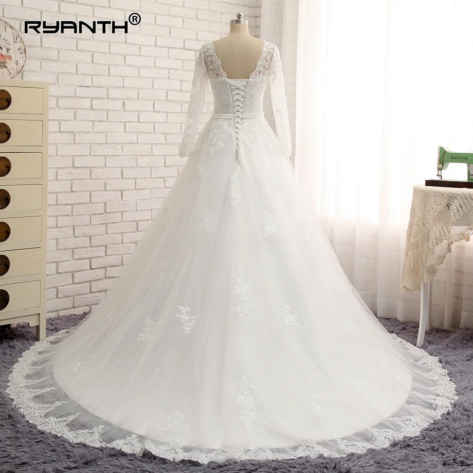 Дешевое свадебное платье 2019 кружевное богемное с длинным рукавом индивидуальный