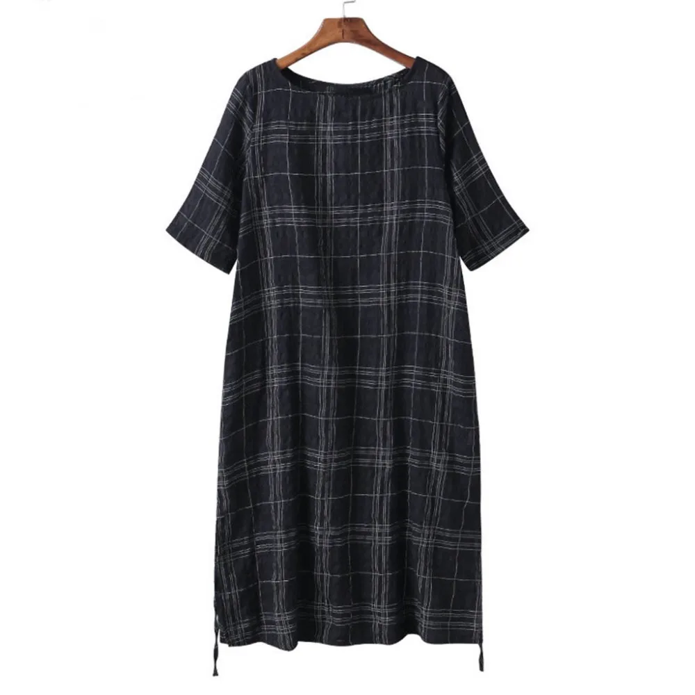 Новое модное женское платье-рубашка в стиле бохо повседневное клетчатое