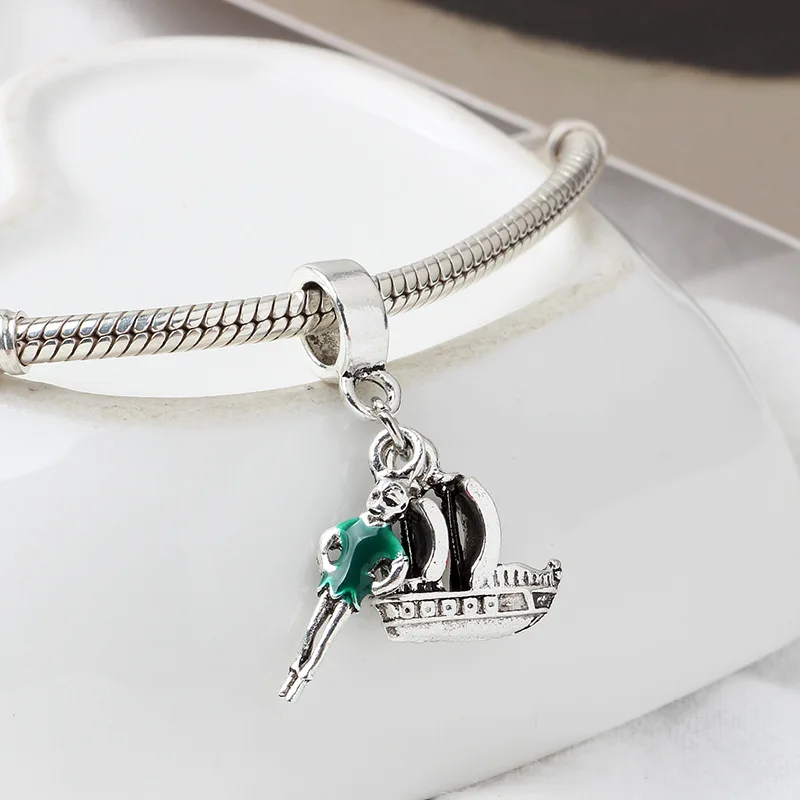 5PCS New Green Enamel Cloth Boatman Red Sailboat Charm Zinc Alloy Pendant Fit Original DIY Bracelet Women Male Jewelry Making | Украшения и