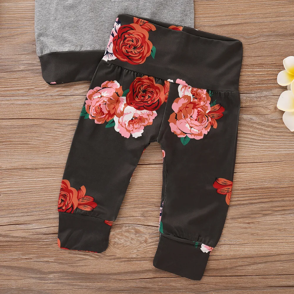 Милый комплект одежды из 3 предметов с цветочным принтом для новорожденных