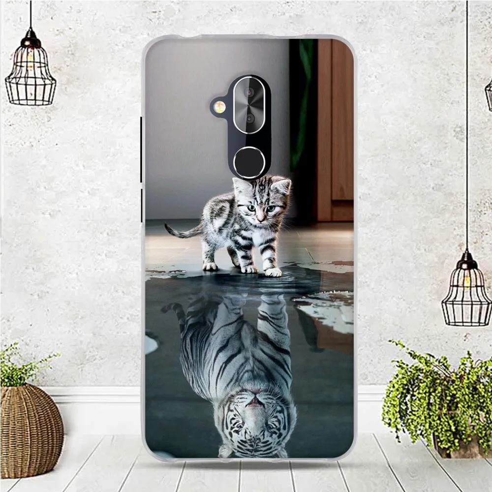 Мягкий силиконовый мультяшный чехол для телефона Alcatel 7 с рисунком животного