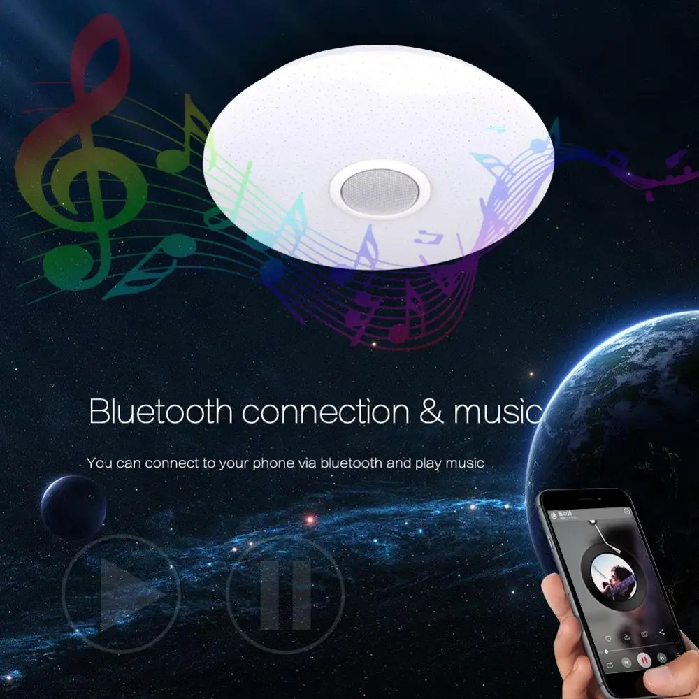 Современный светодиодный потолочный светильник с Bluetooth, музыка, RGB лампа с регулируемой яркостью, 36 Вт, 40 Вт, приложение, дистанционное управление, AC 220 В, 240 в, яркие вечерние, для спальни