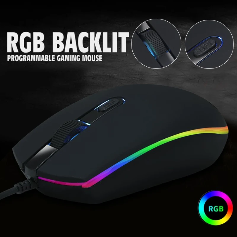 LIMEIDE Проводная игровая мышь RGB светодиодный Цвет подсветкой Дыхание Light 1600 Точек