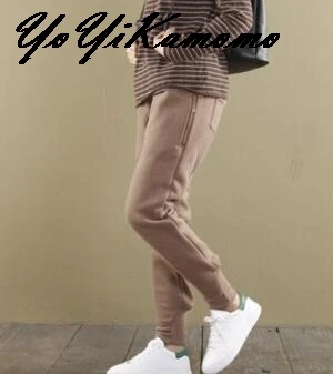 Coffee YoYiKamomo новые женские зимние штаны оригинальные винтажные однотонные плотные флисовые хлопковые льняные брюки большого размера женские брюки - Цвет: Coffee