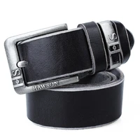 hawson cowboy leather belts for men black vintage antique belt buckle metal 1 5 inch width strap for business