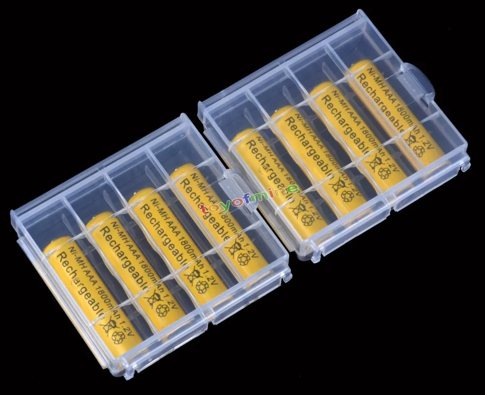 8x AAA 1800mah NiMH 1 2 v 3A желтая аккумуляторная батарея + 2x пластиковый чехол держатель