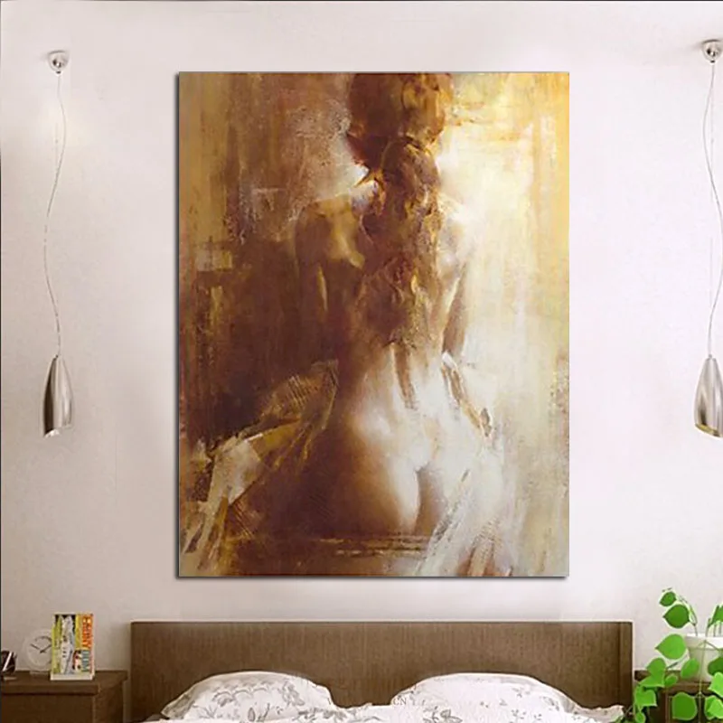 

Hand Painted A View of Naked Woman's Back Oil Paintings On Canvas For Living Room and Home Wall Decor Gifts Ready To Hang