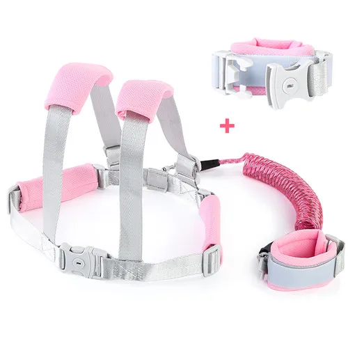 Pink Puseky, анти-потеря, застежка на запястье, для малышей, ремни безопасности, уличные, для прогулок, для детей, светоотражающие, анти-потеря, для прогулок, упряжь, детский поводок - Цвет: Pink