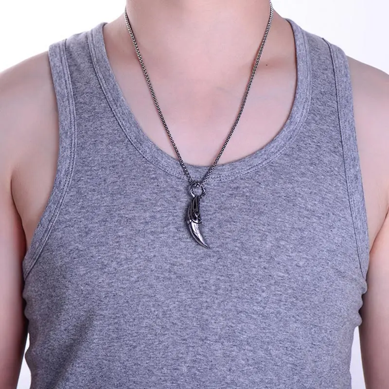 ZFVB винтажный волчий Клык Мужская подвеска ювелирные изделия ожерелья из