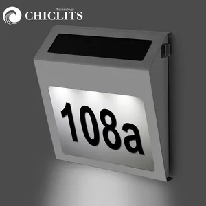 Светодиодная Солнечная Дверная панель, настенный светильник с номером, домашняя дверь, лампа из нержавеющей стали, дом, водонепроницаемый, наружный сад, дворовое украшение, LED