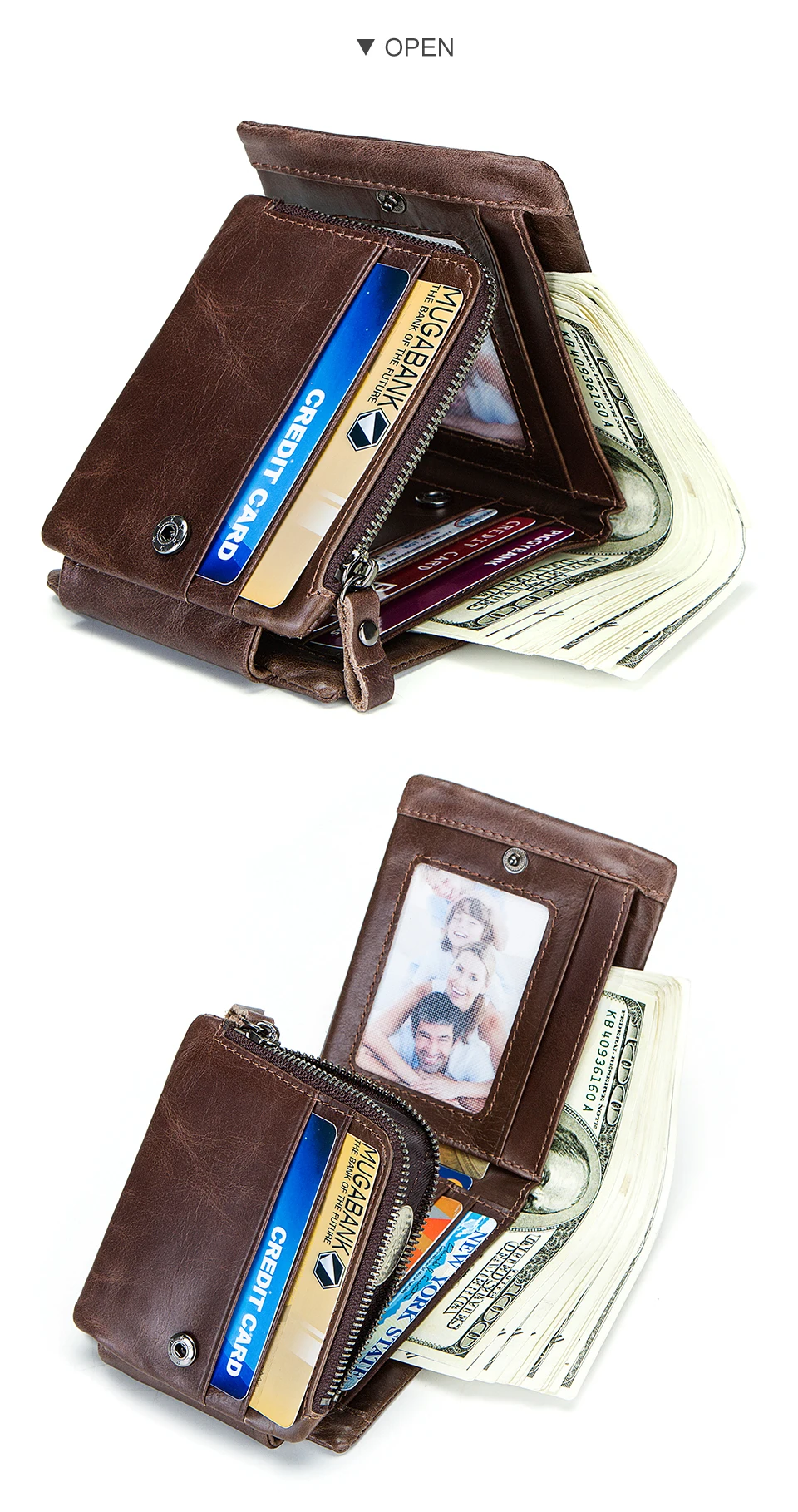 KAVIS Trifold дизайнерский держатель для карт, кошелек из натуральной кожи, мужской кошелек для монет, маленький портфель, зажим для денег, сумка Perse