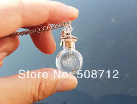 Мини ожерелье в виде бутылки одуванчика 20x20 мм желаний зерно натуральный цветок