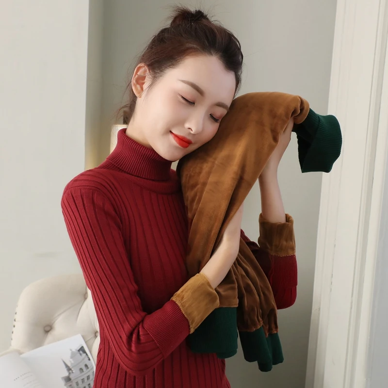 New 2018 Winter plus Thick Velvet knit sweater loose shirt lining warm Pullover Sweater female Fashion | Женская одежда