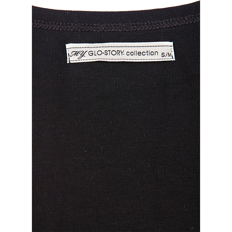 

GLO-STORY Women's Summer Tank Tops 2018 Sleeveless Embroidered tshirt Fashion Sexy Black Knitted Top Tees 5672