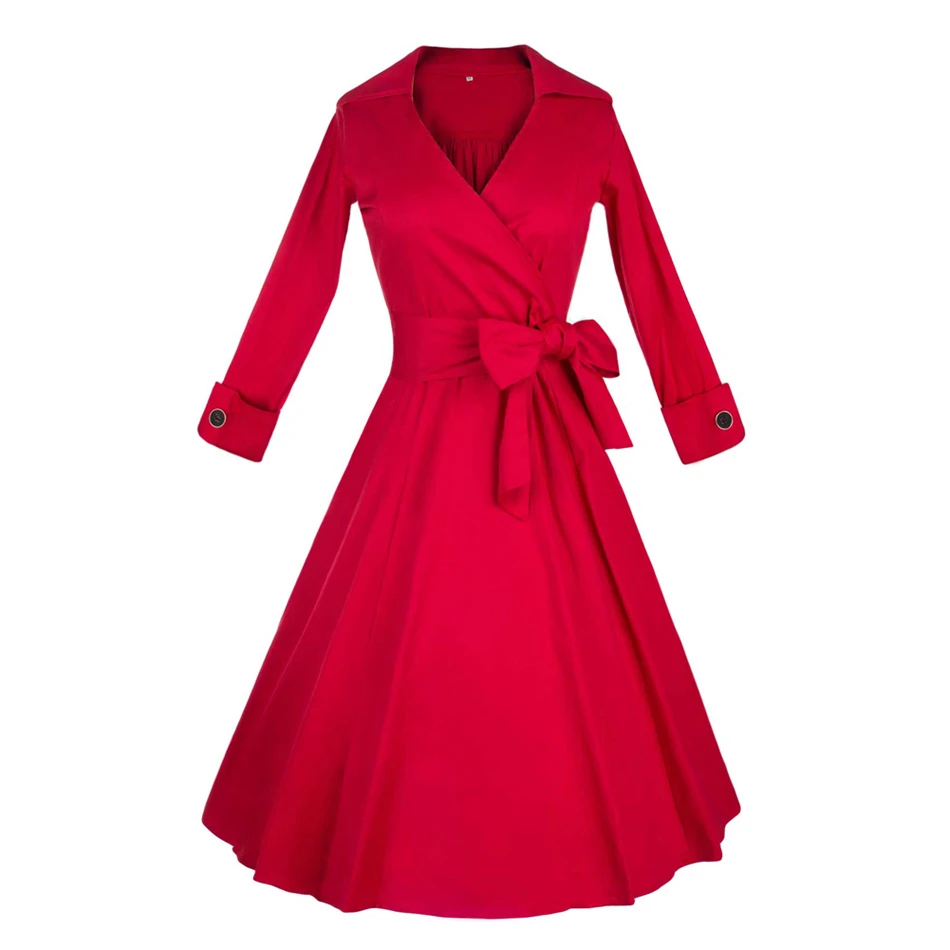 Женское плиссированное платье LERFEY винтажное в горошек с длинным рукавом и