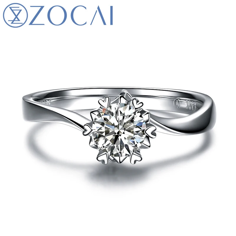 Кольцо обручальное ZOCAI в форме сердца 100% натуральный 0 19 CT сертифицированное