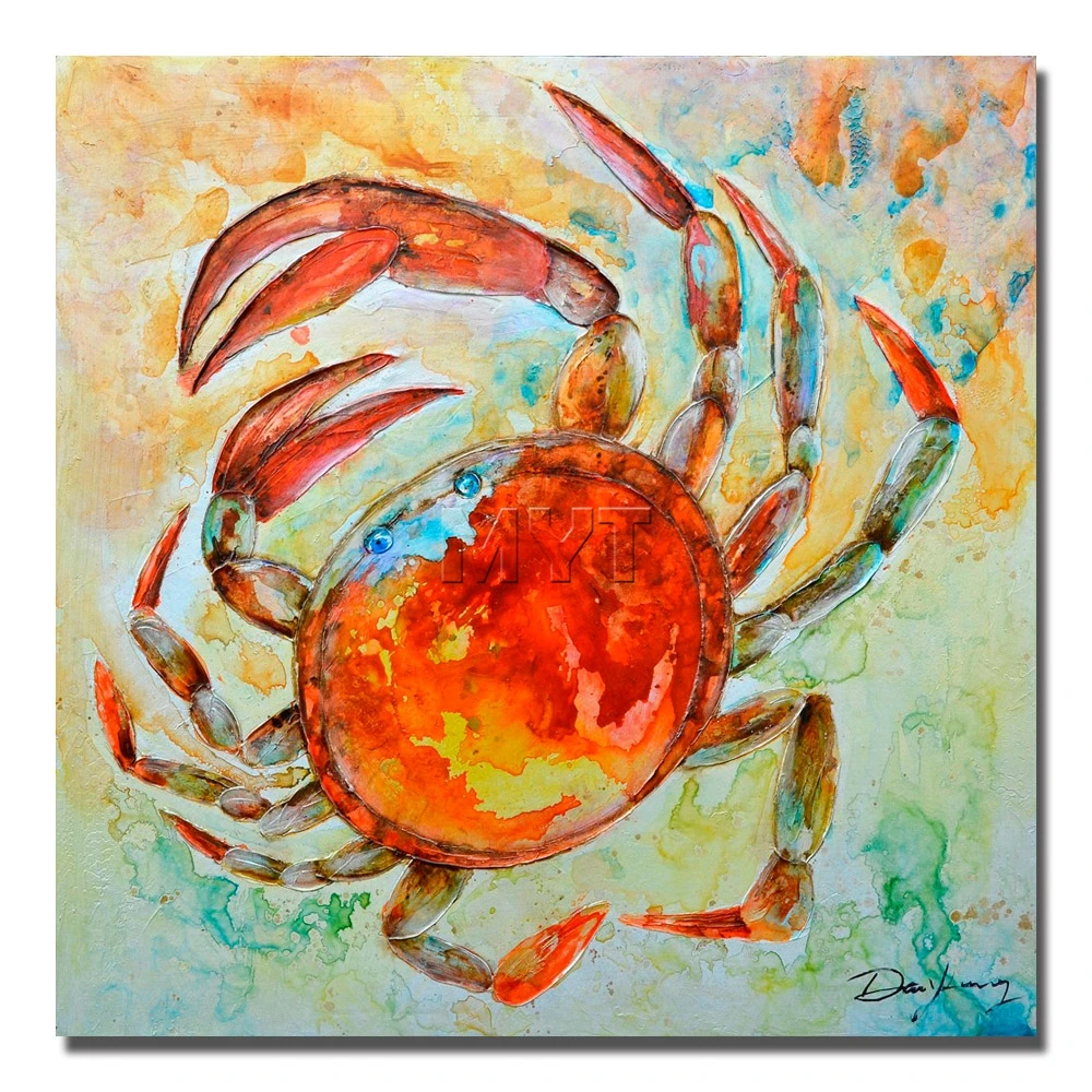 Краб животных wall art живопись от руки рисунок картины маслом бесплатная доставка