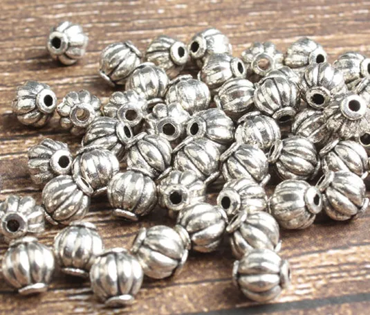 silver LanLi 6 мм 56 шт. бусины в форме тыквы DIY для мужчин и женщин браслет ожерелье лодыжки и аксессуары оптом - Цвет: silver