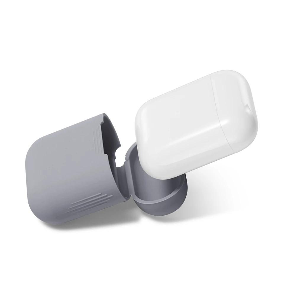 Серый Чехол для Airpods, силиконовый мягкий чехол для беспроводных наушников, чехол для Airpod, Роскошный чехол для Air Pods, чехол Etui - Цвет: Серый