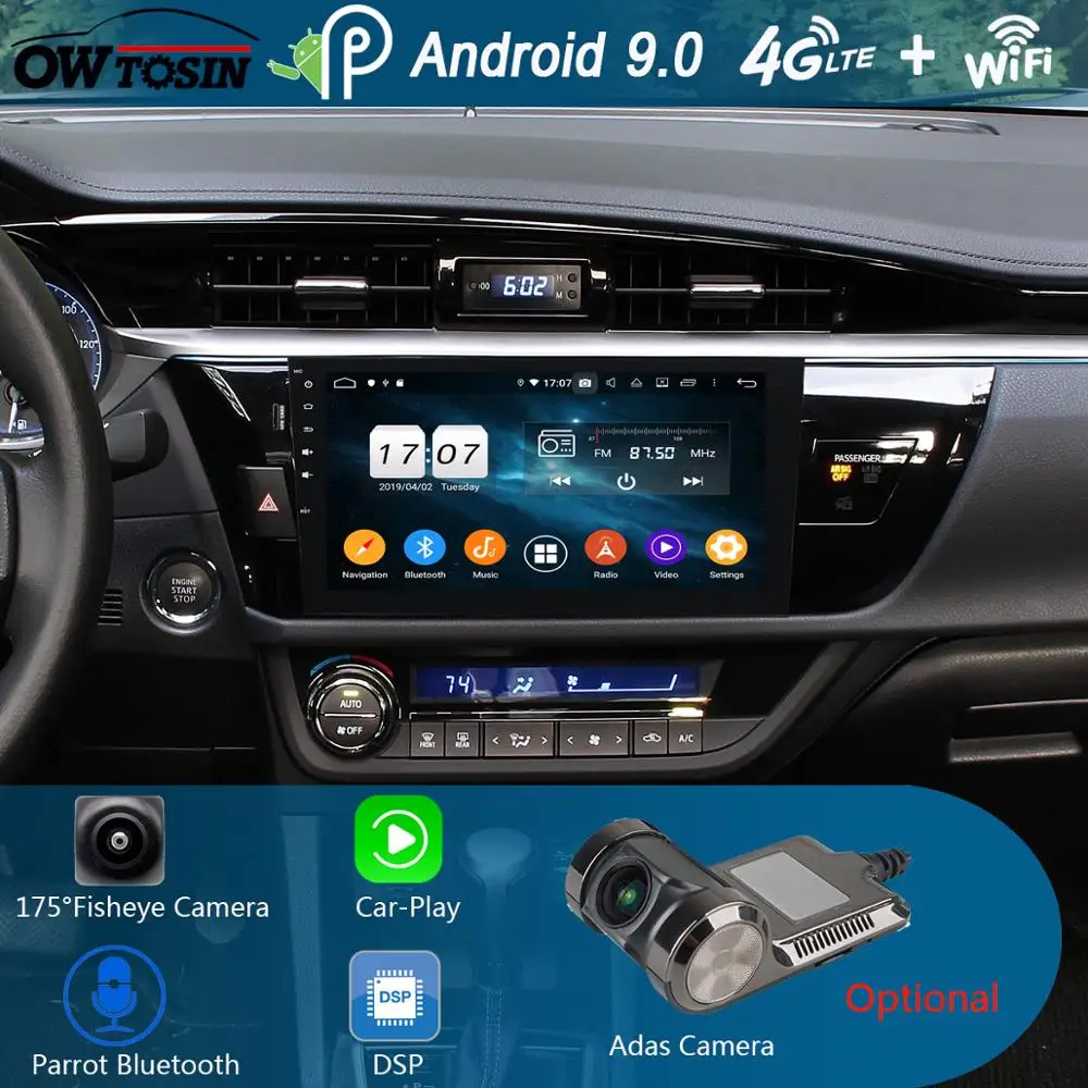 10 1 &quotIPS 8 Core 4 Гб RAM + 64 ROM Android 9 0 автомобильный DVD радио мультимедиа GPS Navi для Toyota Levin