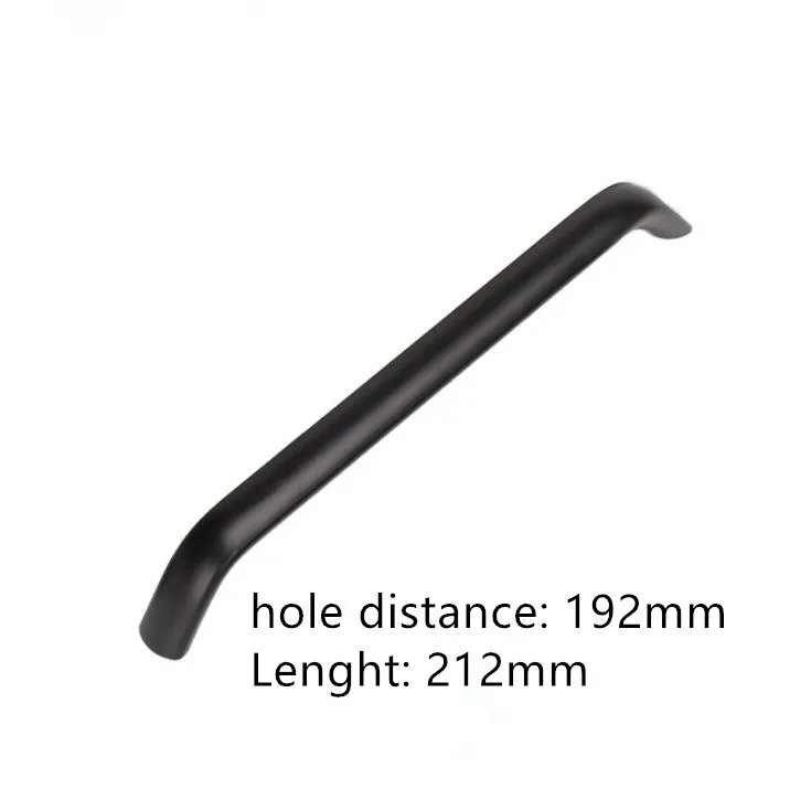 192mm LCH классический шаг отверстия 64 96 128 160 224 мм черная отделка алюминиевый сплав ручка шкафа черный выдвижной ящик европейский стиль - Цвет: 192mm