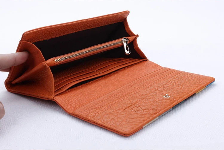 Роскошный длинный Цветной полосатый лоскутный Модный женский кожаный кошелек из