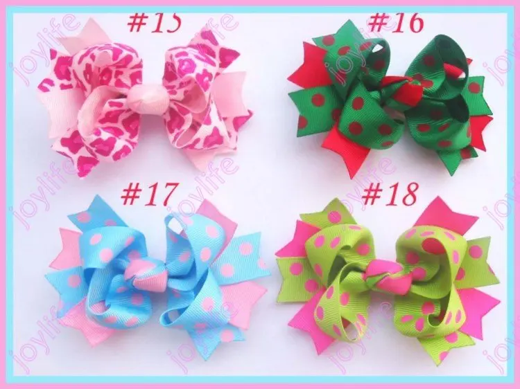 Бесплатная доставка новинка 2017 45 шт. двухцветные бутиковые банты для волос 3 5