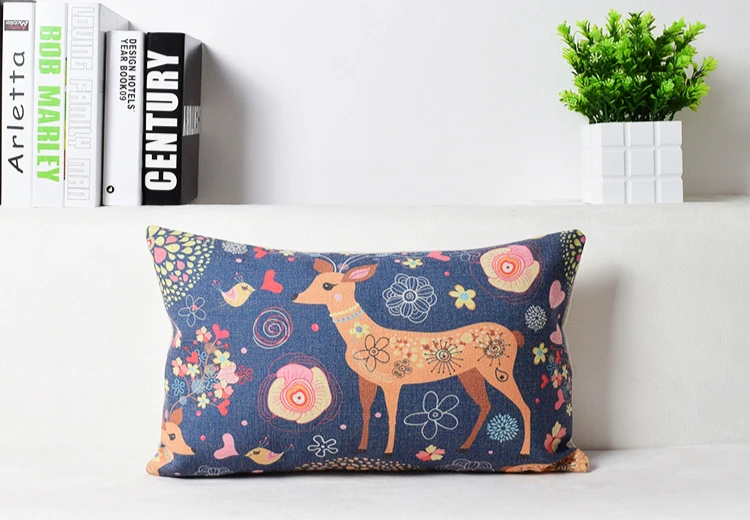 Чехол в скандинавском стиле с изображением декорированного животного льняная