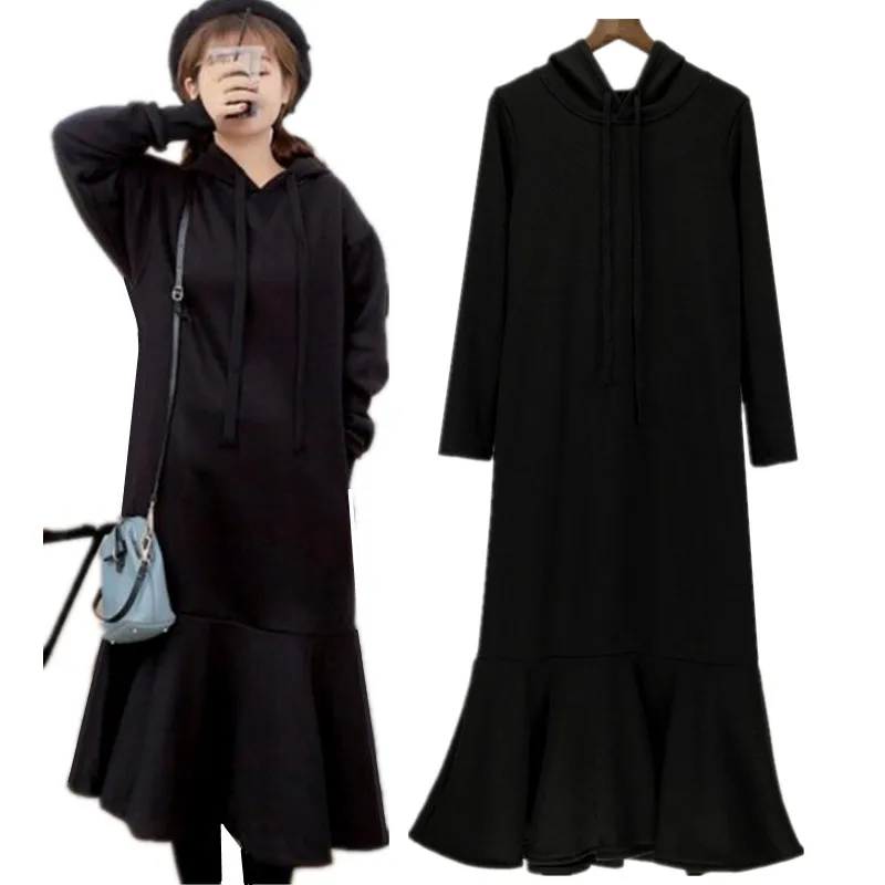 4XL 5XL 6XL размера плюс женское платье Толстовка 2020 весна осень с длинным рукавом