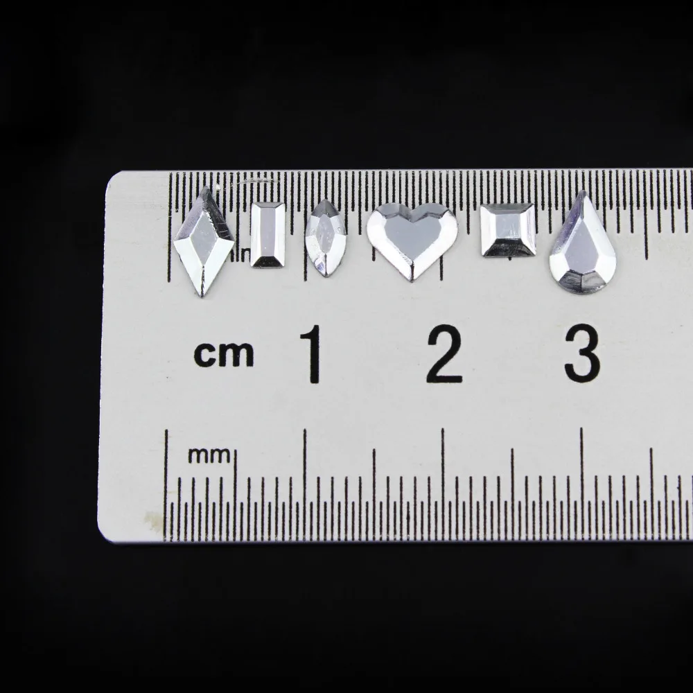 Серебряный восьмиугольный блеск 3D дизайн ногтей капли воды сердце любовь ромб