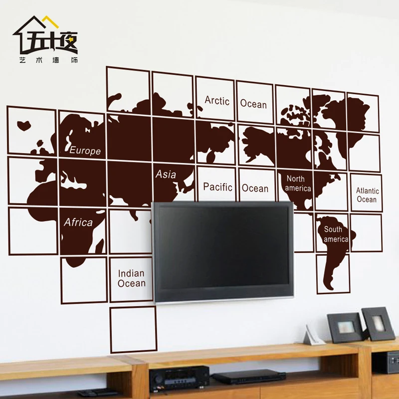 Карта мира виниловая наклейка на стену мозаика карта фон для дивана настенная