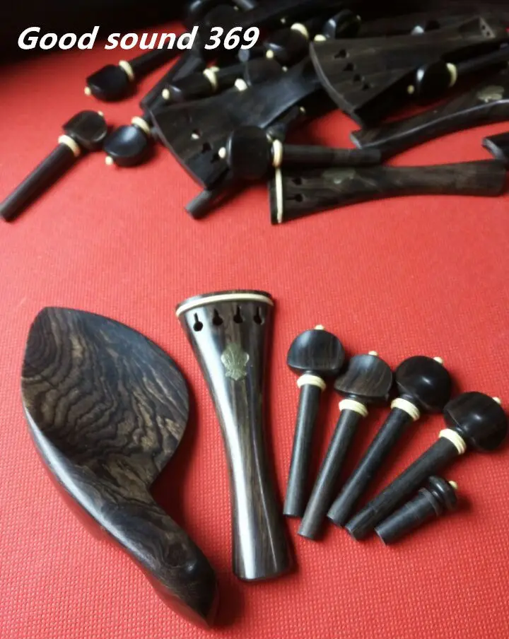 

1set Brand new natural ebony 4/4 violin parts peg tailpiece chinrest endpin